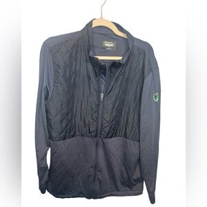 Straight Down Full Zip Men's Navy Quilted Panel Jacket - Golf Outerwear Large
